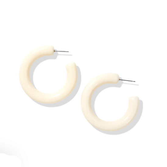 Simple Resin Hoop Earrings in Ivory