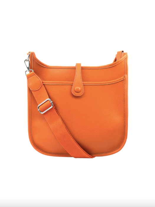 Large Saddle Bag in Vegan Leather in Orange