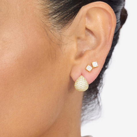 Lil' Norah Pave Earrings in Gold