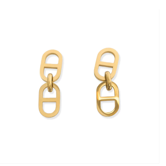 Updated Link Earring in Gold