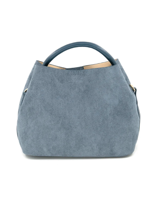 Lucia Suede Bag in Slate Blue