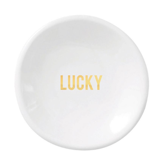 Ceramic Jewelry Dish and Earrings - Lucky