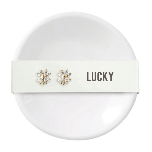 Ceramic Jewelry Dish and Earrings - Lucky