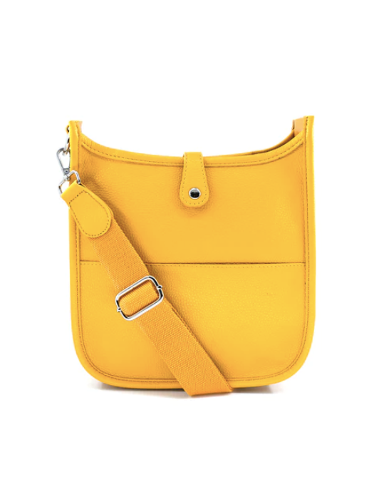 Midsize Saddle Bag in Vegan Leather in Yellow