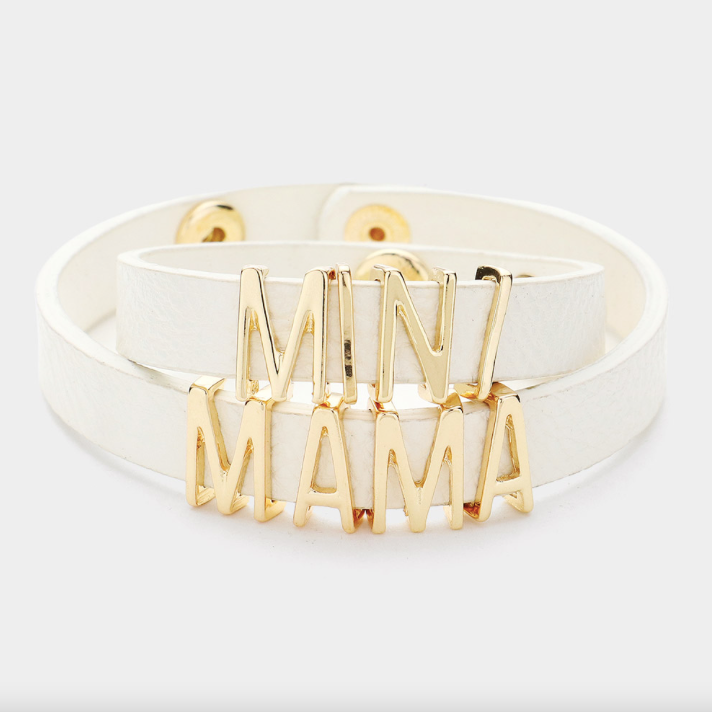 Mama and Mini Bracelet Set in White