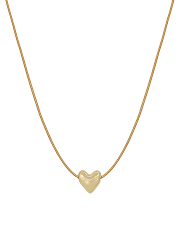 My Heart Necklace in Gold on Tan Cord