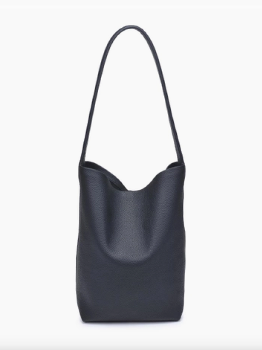 Odette Leather Bucket Bag in Black