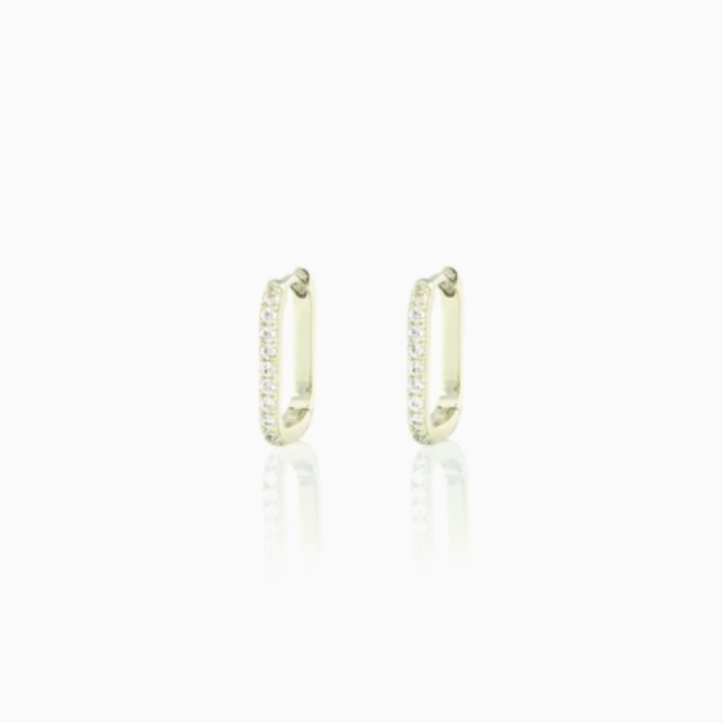 KN Oval Crystal Hoop Earrings in Silver