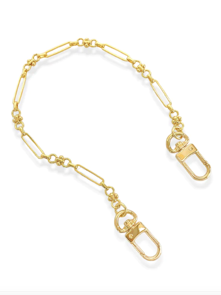 Alternating Paperclip Wristlet Phone Chain in Gold
