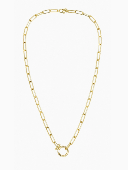 Paperclip Chain Necklace with Charm Clip in Gold