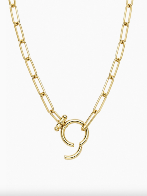 Paperclip Chain Necklace with Charm Clip in Gold