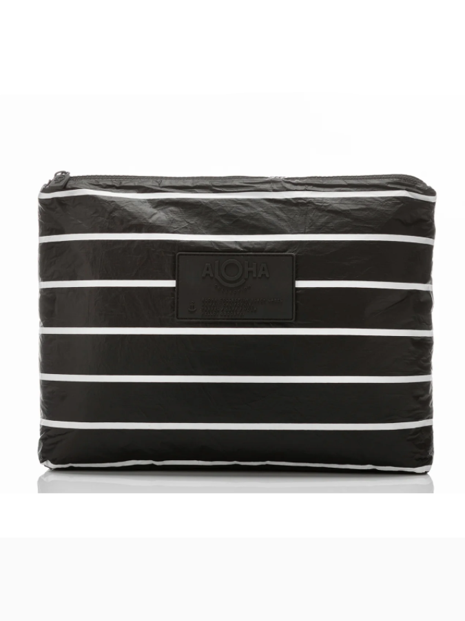 ALOHA Pinstripes Mid Size Pouch in Black