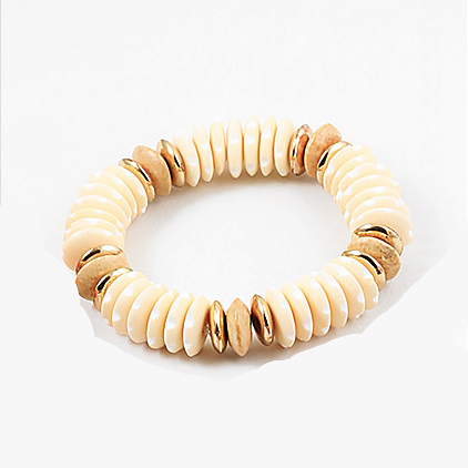 Polka Dot Beaded Bracelet in Ivory