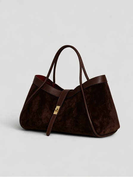 Saba Suede Bag in Chocolate Brown
