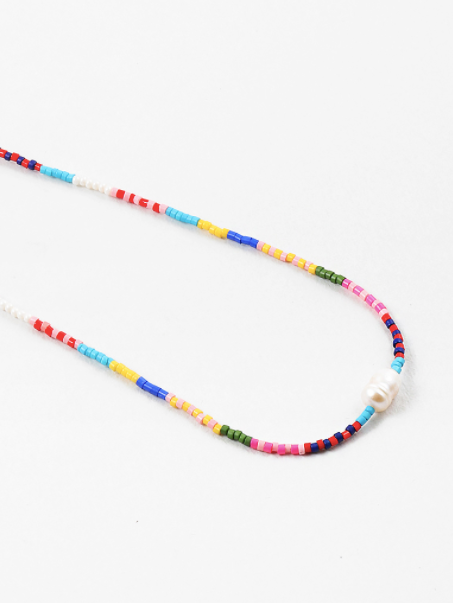Seed Bead Summer Necklace with Pearl