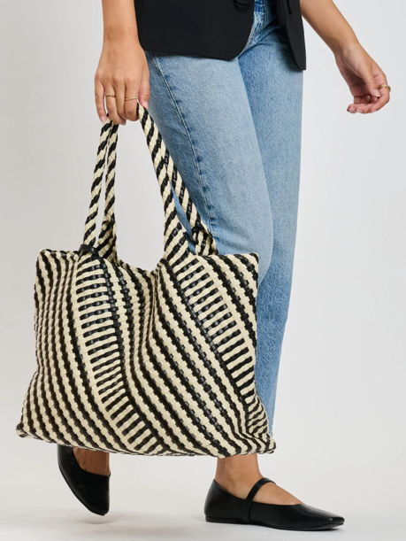 Solana Tote in Black and Ivory