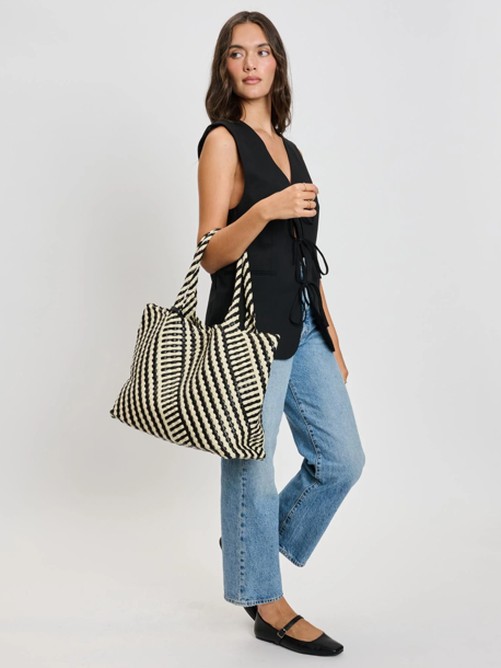 Solana Tote in Black and Ivory