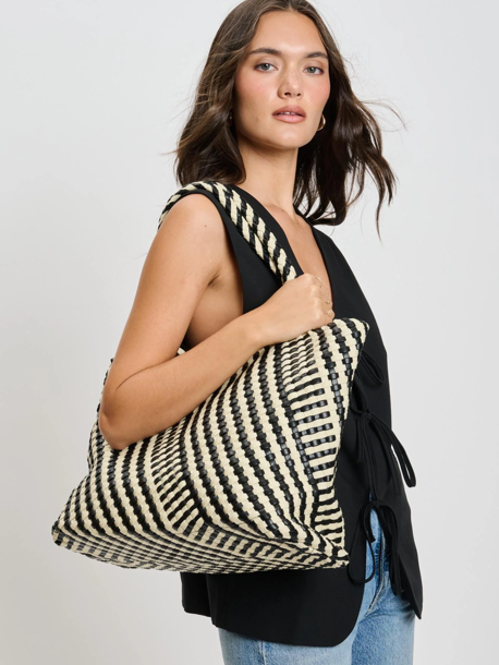 Solana Tote in Black and Ivory