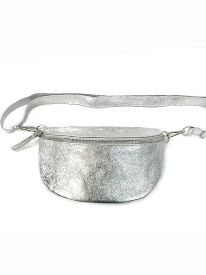Sol Leather Fanny Pack in Silver