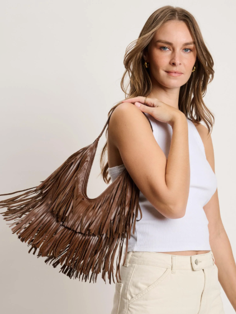 Stevie Fringe Hobo in Chocolate Brown