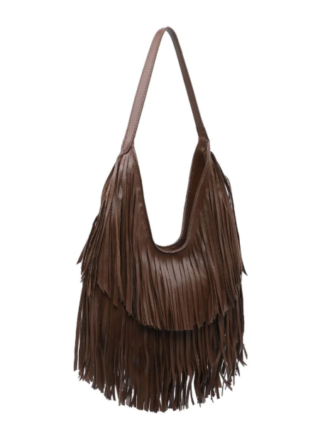 Stevie Fringe Hobo in Chocolate Brown