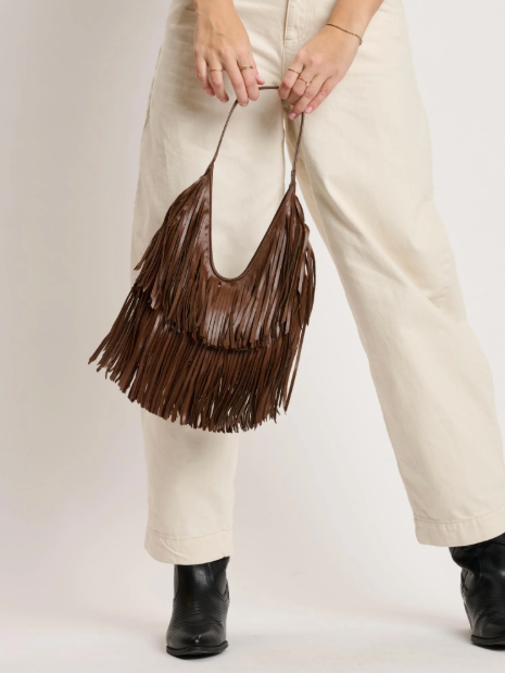 Stevie Fringe Hobo in Chocolate Brown