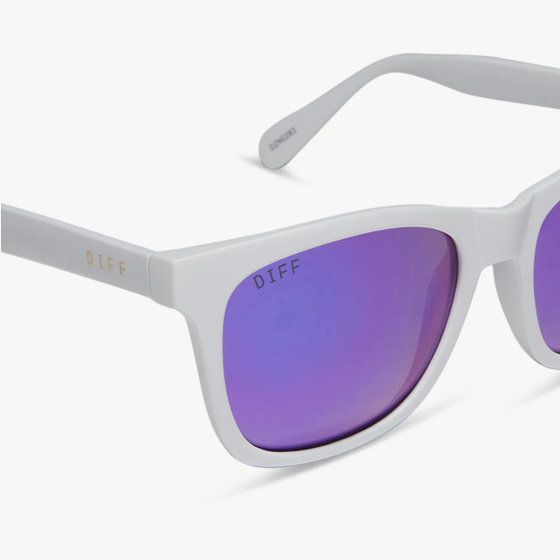 Storm Matte White with Purple Mirror Polarized Sunglasses