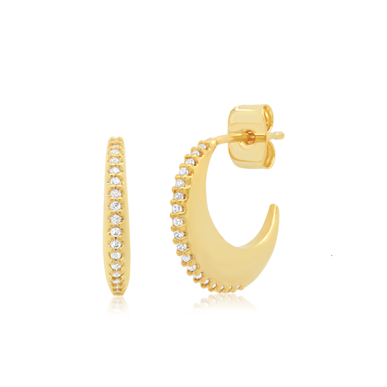 Tai Thick Trim Hoop Earring with Clear CZ