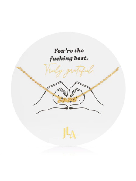 Truly Grateful Hey Love Necklace in Gold