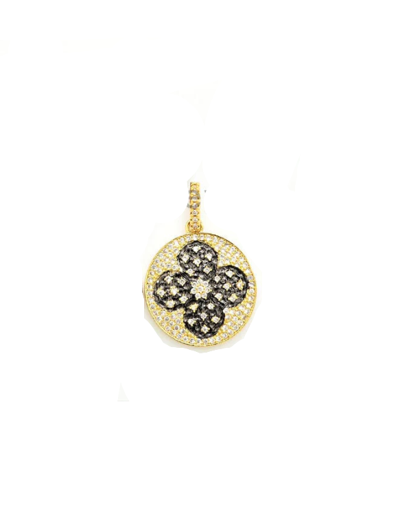 Charming Pave Two Tone Clover Charm in Gold and Gunmetal