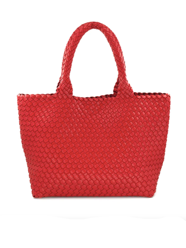 Updated Woven Tote in Red
