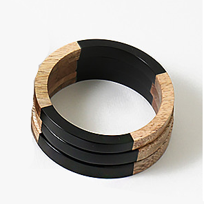 Wood Bracelet Set in Black