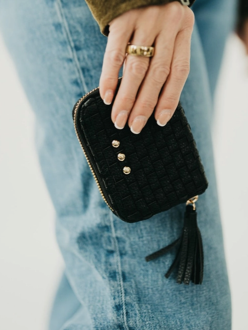 Wynona Woven Wallet in Black