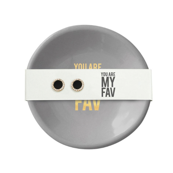 Ceramic Jewelry Dish and Earrings - You Are My Fav