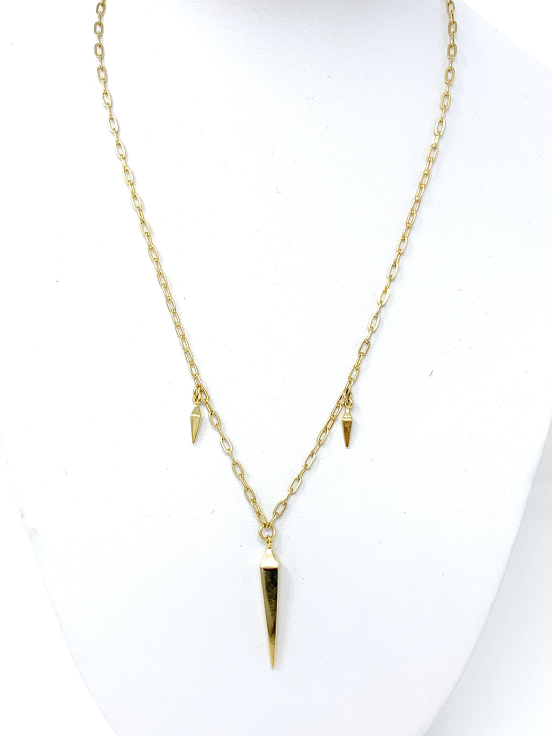 Triple Spike Necklace in Gold