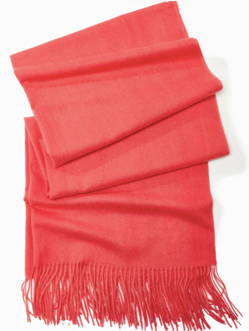 Classic Fringe Scarf in Coral