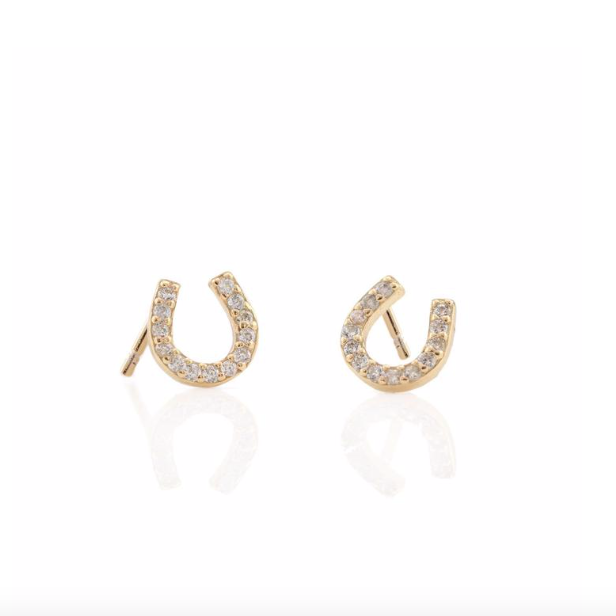 KN Horseshoe Pave Studs in Gold