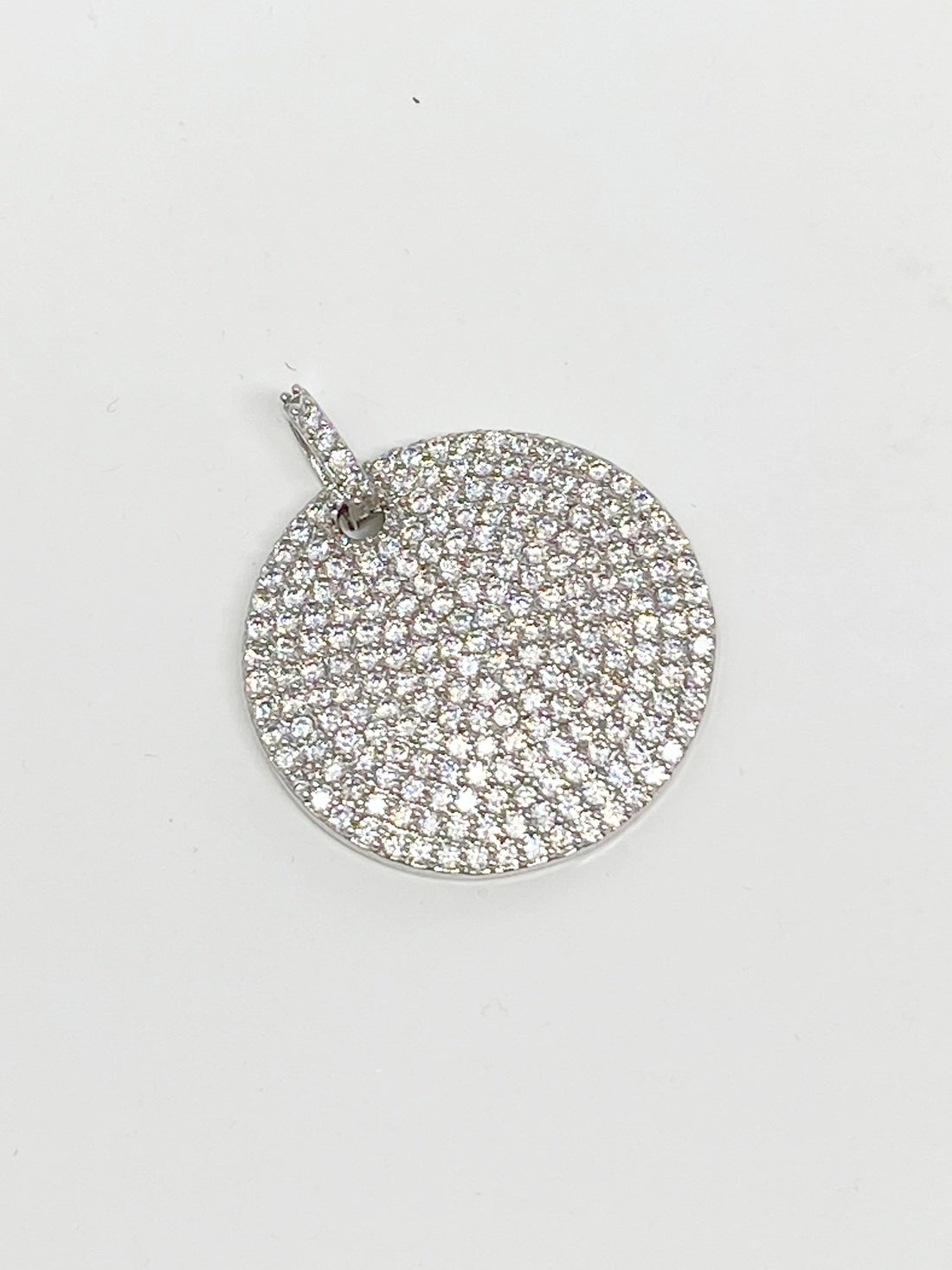 Charming Bigger Pave Circle Charm in Silver