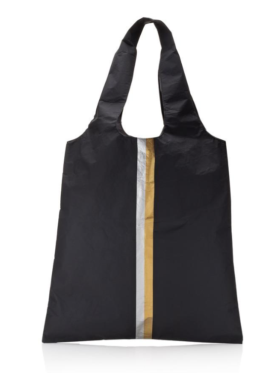 Black Carryall Tote with a Double Metallic Line