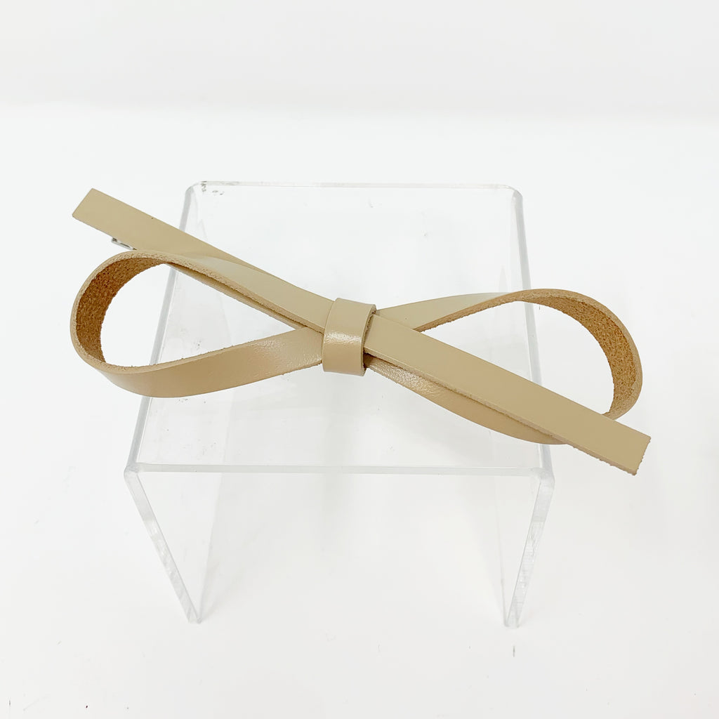 Vegan Leather Bow Hair Clip in Nude