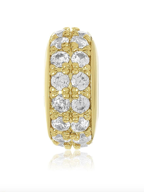 Charming Small Pave Spacer Charm in Gold with White Diamondettes