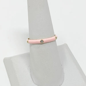 Enamel Ring with Stones in Soft Pink