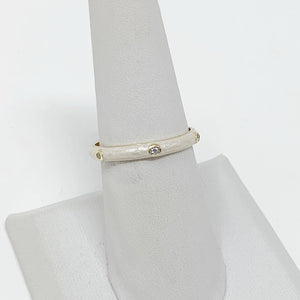 Enamel Ring with Stones in Soft Grey