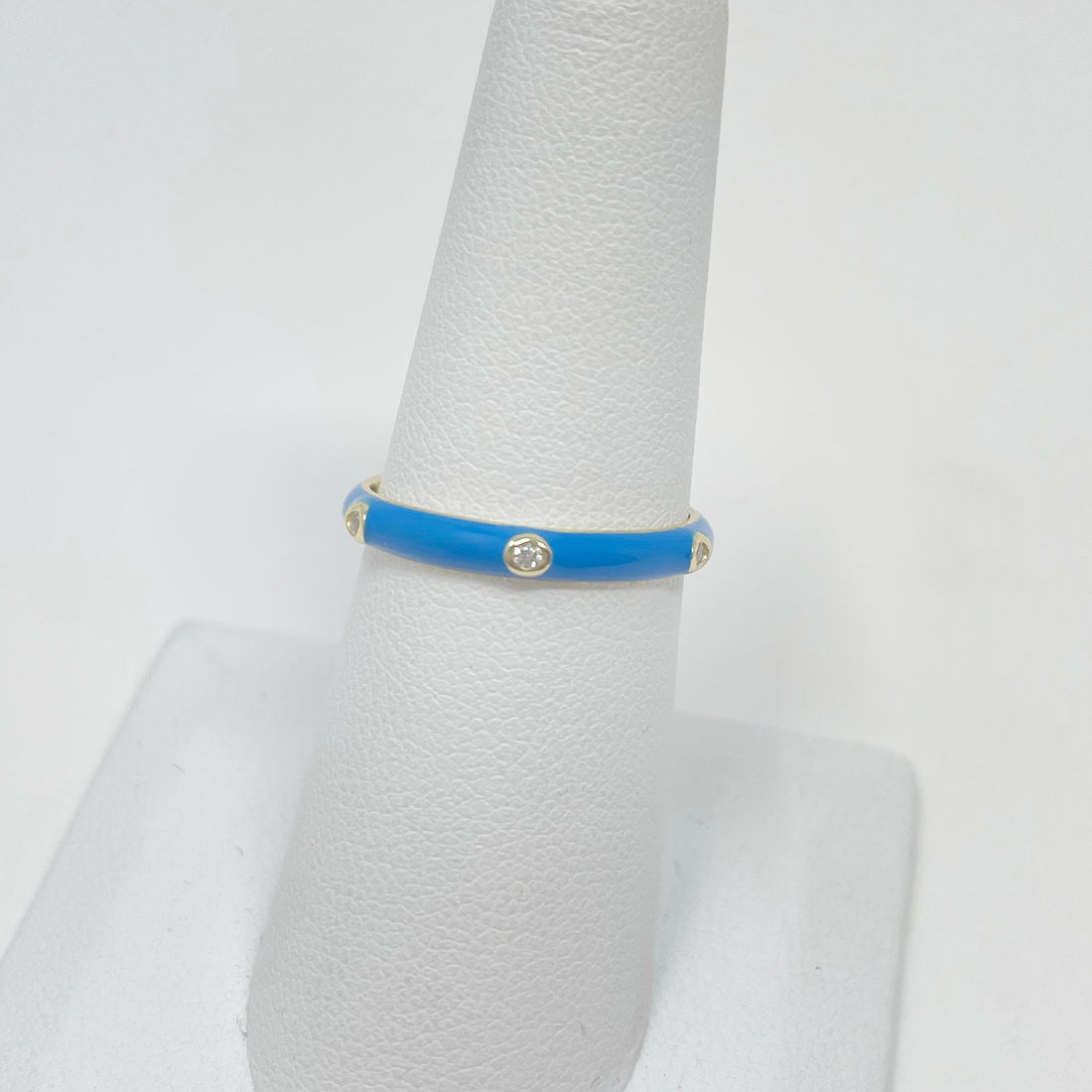 Enamel Ring with Stones in Cobalt Blue