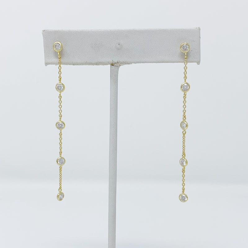 Diamond Chain Drop Earrings in Gold