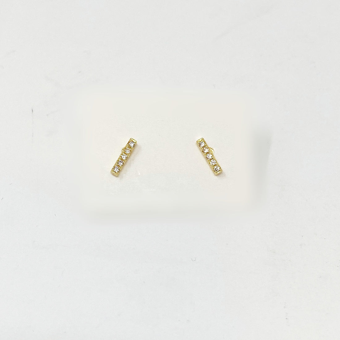 Pave Bar Studs in Gold