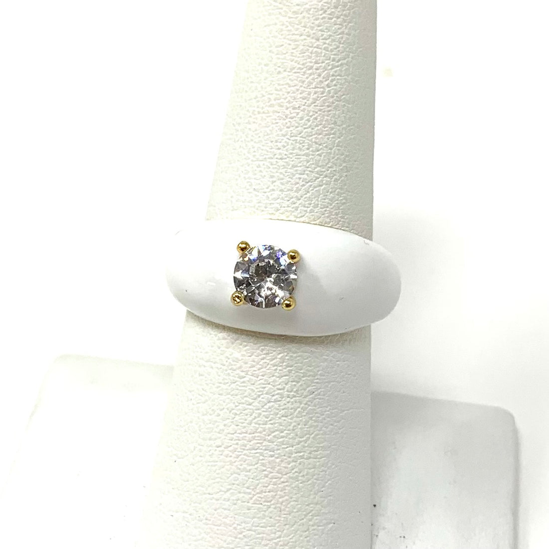 LA Adjustable Enamel Ring in White