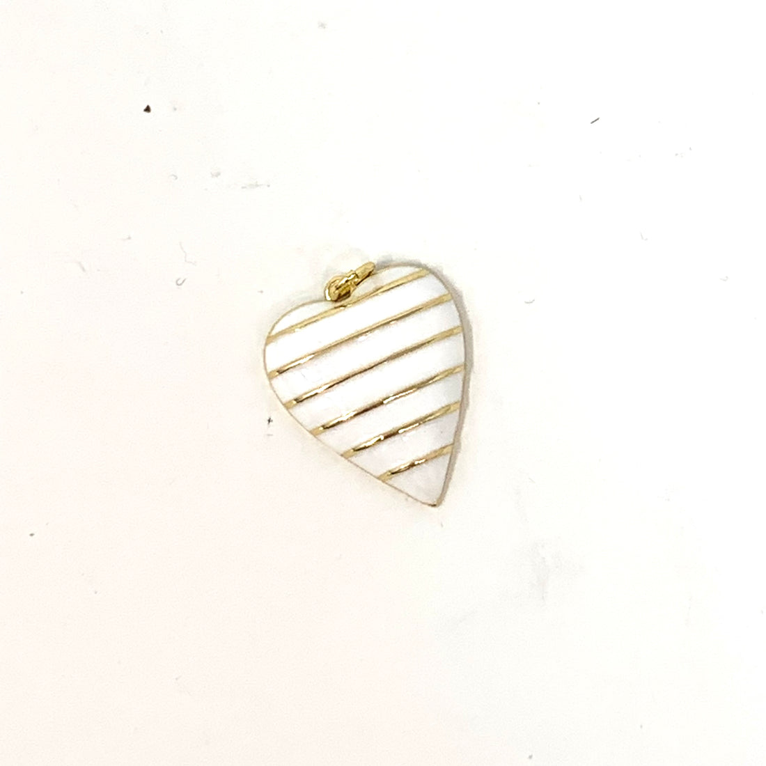 Charming Striped Enamel Heart Charm in White