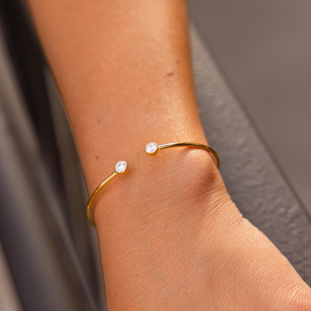 Two Stone Cuff in Gold