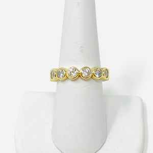 Jo Ring in Gold with Clear Stones
